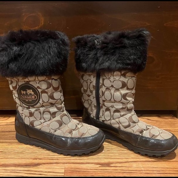 Womens Coach winter snow brown boots Coach A7303 joyous boots - Picture 1 of 6